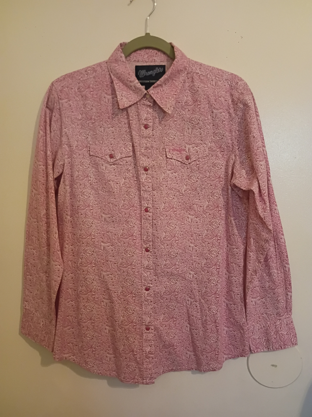 Wrangler Women's Pink Paisley Long-Sleeve Western Shirt Breast Cancer Sz M